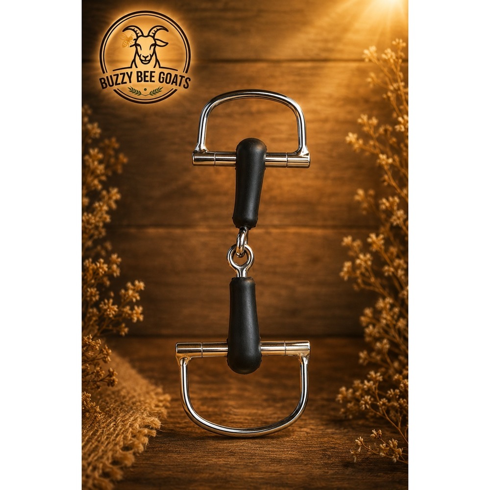 STAINLESS STEEL D-RING SNAFFLE BIT 5 INCH RUBBER MOUTH EQUESTRIAN HORSE BIT